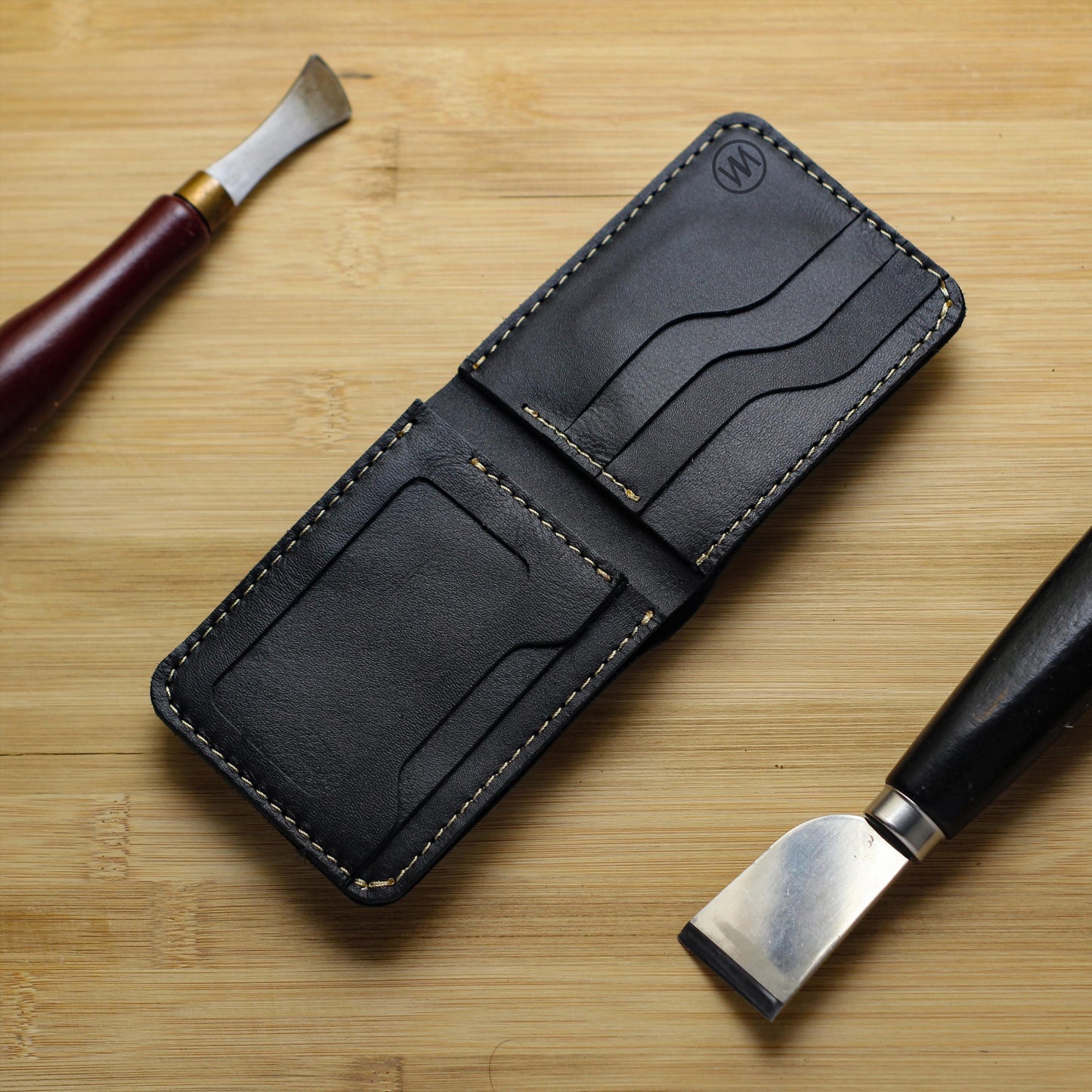 VISIBLE BIFOLD PURE LEATHER WALLET BLACK